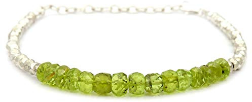 Bracciale con perline di peridoto con chiusura in argento sterling e componenti naturali gemme autentiche peridoto e pirite braccialetto con perline peridoto braccialetto in peridoto gioielli con