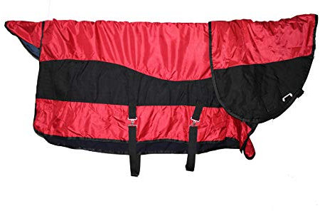 Stabile Waren Pferdedecken Mit Hals Zum Schutz Vor Kälte Und Wind, Rot(Size:145cm)