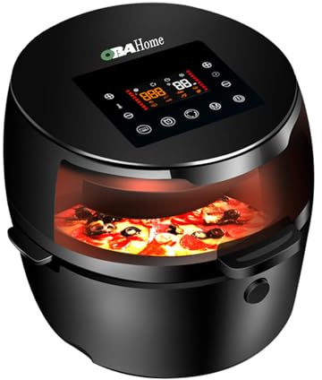 Freidora de aire OBA-OH08 8 litros con sistema giratorio sin aceite, pantalla digital LED, ocho modos preestablecidos, pantalla táctil de 1500 W