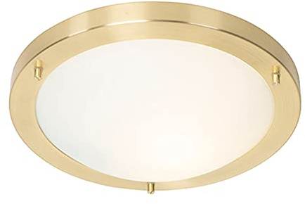 Qazqa Modern außen Deckenleuchte, Deckenlampe für den Garten - Yuma - Gold, max. 40W, Geeignet für LED, 31cm, IP44, Rund
