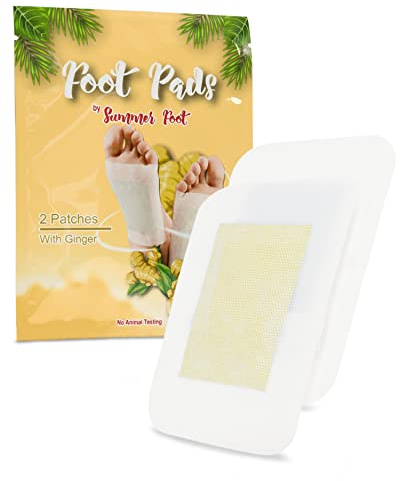 Summer Foot 2 Stück Premium Fuß Pads, Fuß-Pflaster mit Ingwer Öl, Bambuspflaster, Ingwer Pflaster, Klebe Pads für die Füße, Wellness-Pflaster
