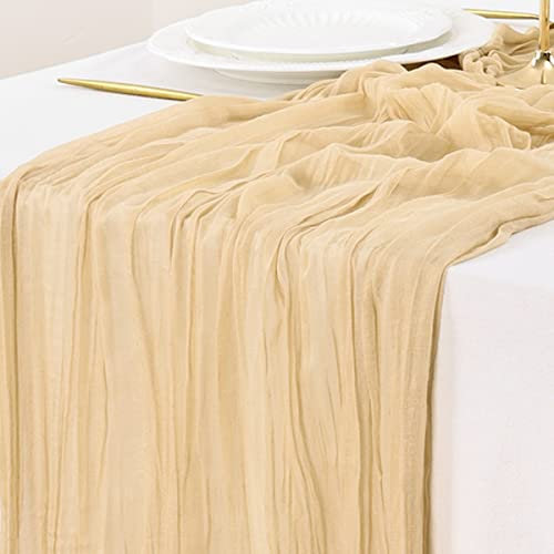 Socomi Seihtuch-Tischläufer, rustikal, Gaze, 304,8 cm, 3 m, für Hochzeit, Party, Babyparty, Geburtstag, Heimdekoration, Urlaubsdekorationen