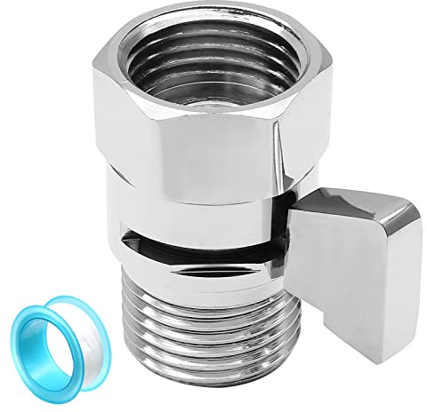 BokWin Shower Head shutoff Valve，Water Flow Control Valve Brass Shut Off Valve G1/2 Water Pressure Regulator for Hand Held Shower Head & Bidet Sprayer