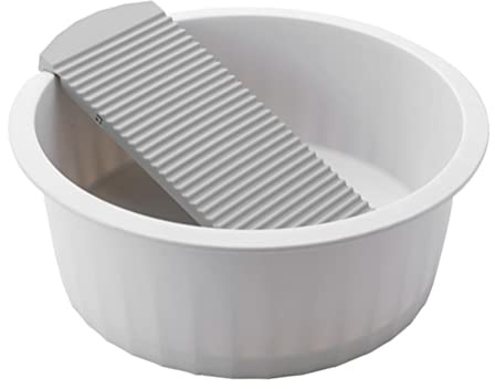 Ipetboom Washboard Basin Set for Laundry - 13.97X13.97X5.11In Plastic Hand Wash Clothes Basin with Non-Slip Washboard for Baby and Household Use