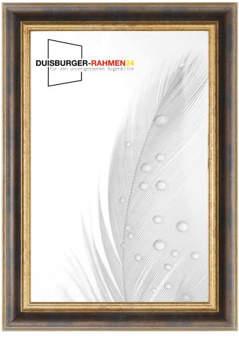 DR24 N°46 Barock Bilderrahmen DIN A0 (84,1x118,9) aus Holz | Bronze Gold | Retro Vintage Antik Barockrahmen inkl. bruchsicherer Anti-Reflex Kunstglasscheibe und Metall Aufhängern
