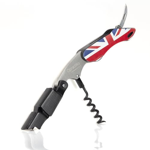 Qpractiko Tvåtakts korkskruv med Teflon spiral Flagga Storbritannien (Q040)