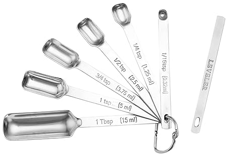 BESTonZON 7pcs Cooking Measuring Spoons Baking Supplies Long Handle and Magnetic Base Stainless Steel