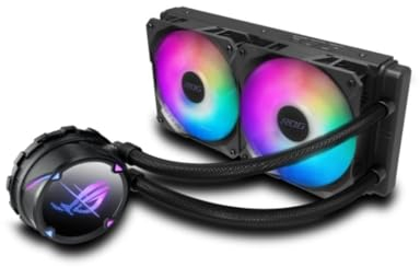 ASUS ROG Strix LC II 240 Raffreddatore a liquido per CPU all-in-one con Aura Sync, supporto Intel LGA 1150/2066 e AMD AM4/TR4 e doppia ventola ROG da 120 mm ARGB, Nero