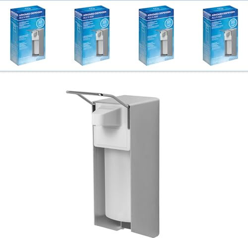 4x ARNOMED aluminium desinfektionsmedel dispenser, desinfektionsmedel dispenser för 500ml, euro dispenser kort arm spak, tvålpump för väggmontering, dispenser, desinfektionsmedel dispenser vägg