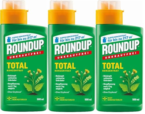 3 X 500ml Roundup®Unkrautfrei Total Konzentrat