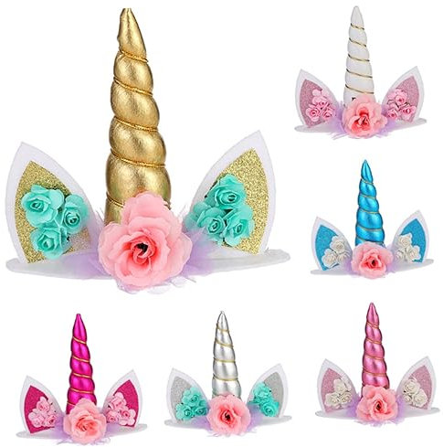 Décoration pour Gâteau D’anniversaire Licorne, Lot de 6 Set, Tissu