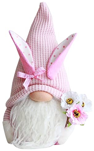 Osterdeko Wichtel Figuren Kleine, Beleuchteter Wichtel Ostern, Osterwichtel Hase Rosa Mit Eier, Tisch Dekoration Ostern für Osterdekoration Frühling Osterhase Wichtel Dekor Urlaub Dekoration