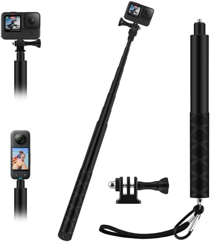 Wiseten 150CM Bastone Selfie Asta per GoPro Insta360, Allungabile Selfie Stick Vlog Maniglia Portatile Fotocamera Accessori per GoPro Hero 13 12 11 10 9 Black insta 360 X5 X4 X3 DJI Osmo Action 5 Pro