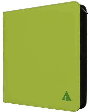 Rayvol Premium 12-Pocket Binder - Fits 1104 Trading Cards, Side Loading Ringless Collection Album for TCG and Sports Cards - Green