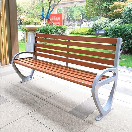 SORVA Gartenbank aus Metall, Parkbank für draußen, 2-Sitzer-Terrassenbank mit geschwungener Rückenlehne und Armlehne, Außenbank aus Aluminiumguss für Garten, Terrasse, Veranda und Hof, einfache Mo