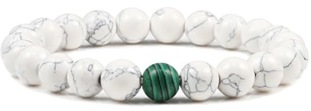 Ayoiow Armbänder Türkis Damen 8mm, Elastisch Armbänder für Damen Grün Weiß Türkis Armbänder