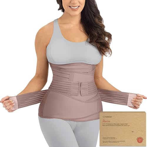 3 in 1 Postpartum Belly Support Recovery Wrap Band (Dusty Plum, M/L)