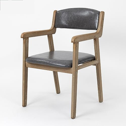 Preferspace Holzstuhl mit Rückenlehne, Bequeme Esszimmerstühle mit PU-Leder gepolsterten Sitzen, Holzrahmen Startseite Büro-Schreibtischstuhl Arbeitsstuhl, 45cm Sitzhöhe