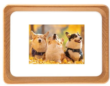 Kattepote Cornice per Foto 9x13 cm, Piccola Cornici Foto 5x3,5 pollici, con Tappetino per foto 5x7cm, Portafoto da Tavolo,Small Photo Frame (Legno di faggio)