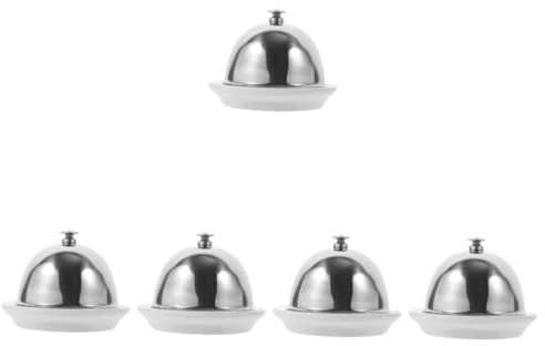 Amosfun 5pcs Butter Dish Cover Serving Platter Food Container Snack Bowl Porcelain Butter Keeper Dinner Plates Dessert Plates Cheese Cake Box Cover Serving Dome