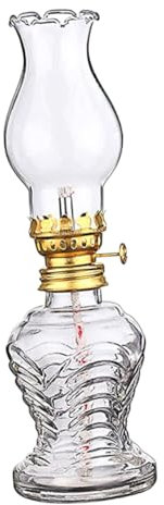 FUNOMOCYA Glas Petroleumlampe Für Innenbereich Vintage Öllampe Aus Transparentem Glas Öllaterne Mit Dochtdesign Klassische Petroleumlampe Für Zuhause Einfache Reinigung Und Bedienung