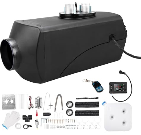 12V Air Diesel Heater, 5KW/8KW Parking Fuel Heater Night Air Heaters with LCD Switch Silencer Remote Control & 10L Fuel Tank Diesel Heaters for Trailer Trucks Car Motorhome SUV RV Caravan Dark Black