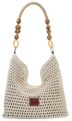 HomKuch Crochet Tote Borsa per le donne, estate maglia spiaggia estetica maglia Boho borsa a spalla per le vacanze di viaggio