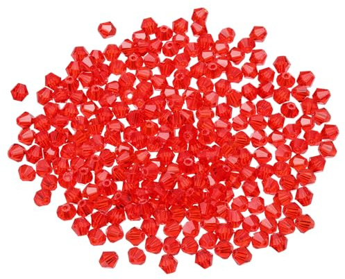 PATIKIL 250pcs 6mm Bicone Glass Crystal Beads, Faceted Glass Spacer Beads for Jewelry Making Bracelet Necklace Earrings DIY Suncatcher Craft, Dark Red