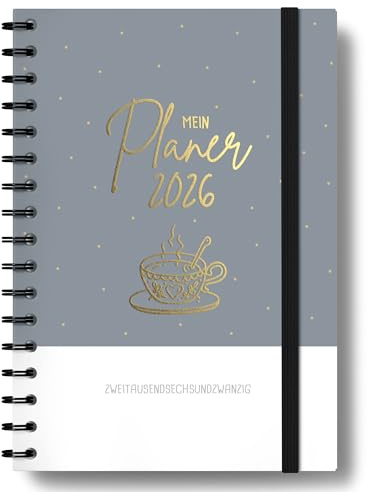 Kalender 2026 Buchkalender A5 [Blattgold] I 1 Woche 2 Seiten I Jahreskalender Kalenderbuch, Ringbuch, Planer A5 I mit Jahresübersichten, Ferienterminen und weiteren Extraseiten