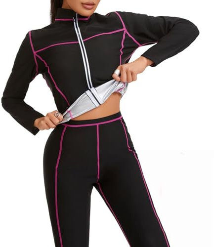 Weyot Tuta Sauna Donna, Tuta per Sudare Donna Dimagrire Snellente Sudorazione Anticellulite Sportivi Tuta per Sudare Palestra Fitness Corsa Yoga Donna Silver,XL