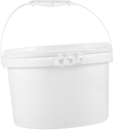 JECOMPRIS 5l Plastic Water Storage Bucket Lid Sealing Round Household Thickened White Water Bucket for Kitchen and Outdoor Use