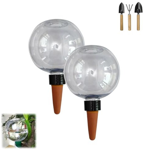Genérico 2 pcs 500ml autorriego para macetas, dispensador Agua Plantas,Bolas de riego automáticas con Tres Herramientas de jardinería,Dispositivo de riego para macetas de Interior y Exterior (2 Pcs)