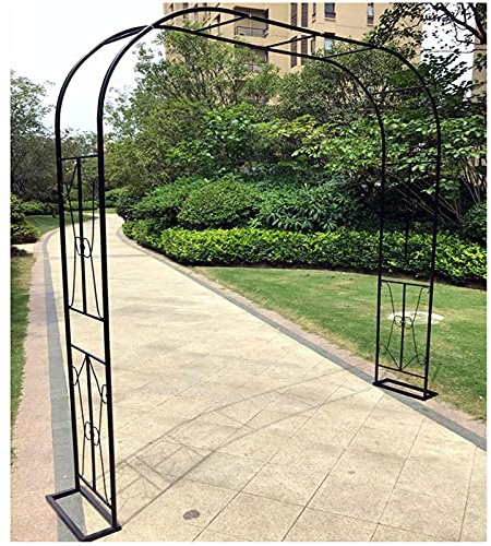 Großer Rosenbogen aus Metall, 240 cm hoch, für Kletterpflanzen, aus pulverbeschichtetem Stahl, wetterfest, freistehend, edles Design in Schwarz