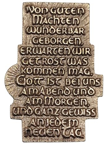 Herzmensch Von guten Mächten wunderbar geborgen ... Relief aus massiver Bronze gold zur Trauer, als Grabschmuck, als Geschenk für Trost und Trauer 5 x 7 cm nach Dietrich Bonhoeffer
