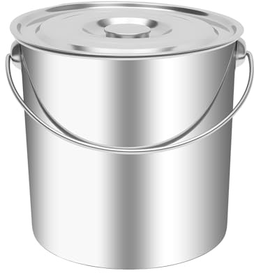 Mqwdxzfes 20L Edelstahl Eimer, Edelstahl Behälter mit Deckel, Rund Kücheneimer Lebensmittel Wassereimer Industrieeimer Garteneimer Melkeimer Küche Eimer Sektkühler für Küche/Garten/Picknick