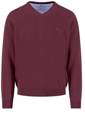 FYNCH-HATTON Jersey con Cuello de Pico de Algodón, Deep Merlot, L