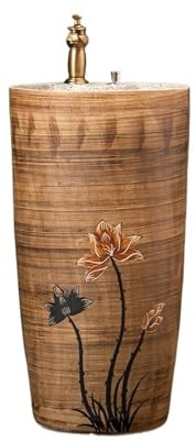 Vasque Lavabo sur pied en céramique monobloc for salle de bain avec robinet et kit de vidange Vasque a Poser