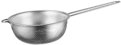 COLLBATH Cesta Escurridor de Acero Inoxidable con Asa Única Antideslizante para Canasta Porosa Resistente para Lavado y Drenaje Cocina
