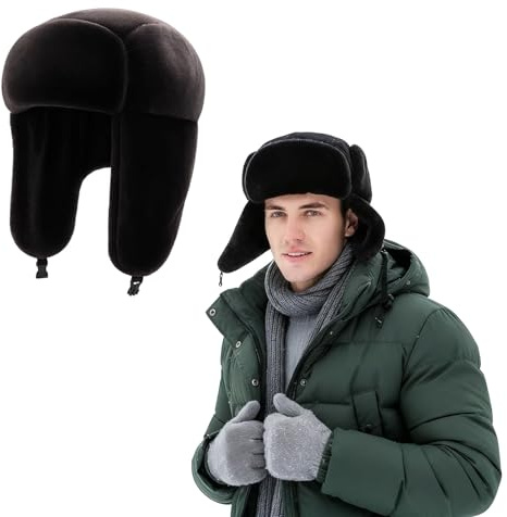 Qnvyw Echte Russische Ushaka Mütze - Traditionelle Fellmütze mit Ohrenklappen für Herren & Damen, Wintermütze für Kälte, Fliegermütze & Trapper Design