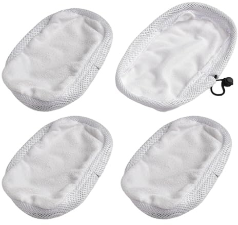 Gettimore Morphy Richards Steam Mop Pads Compatible with 720021 720502 70495 720023, 4 Pack Microfibre Cleaning Cloths for 9 in 1 Hard Floor Cleaner, Washable Reusable Replacement Mop Heads White