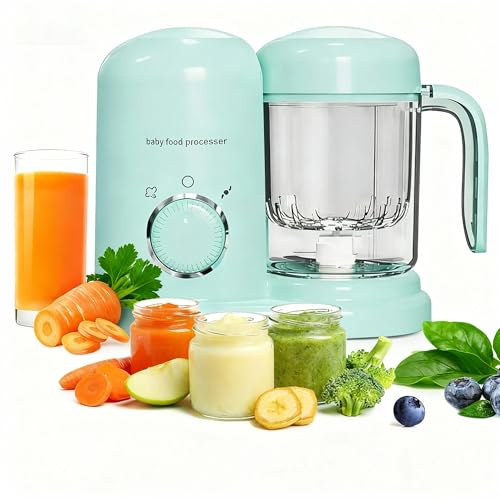 Multifunktions-Kochmaschine für Babys, Dampfgaren und automatisches Mixen, leicht zu reinigen, Mixer mit LED-Anzeige für Kinder ab 4 Monaten, All-in-One-Design und kompakt (grün)