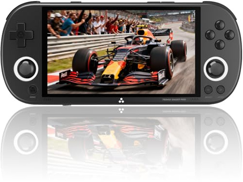 TRIMUI Smart Pro - Console da gioco portatile, batteria da 5000 mAh, 64 GB, memoria interna da 10.000 giochi, sistema Linux, schermo IPS HD da 5 pollici, design RGB Dual Joystick (nero, 64 g)