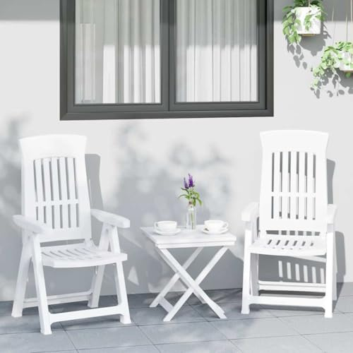Tonture Gartenstühle 2 STK. Verstellbar Weiß PP, Klappbar, Outdoor Dining Stühle für Balkon und Terrasse, Robuste Polypropylen Terrassenstühle, Max. 110 kg