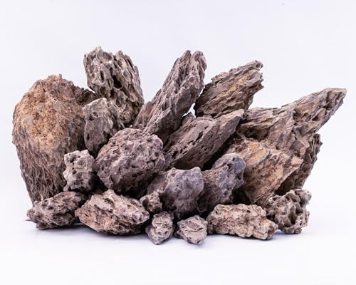 NatureHolic Lila Drachenstein Yaki Stone | Dunkel-lila Aquarium Stein | wasserneutral mit dramatischer Struktur | Aquascaping Hardscape Steine Deko für Aquarien I Größe M: 13-22 cm