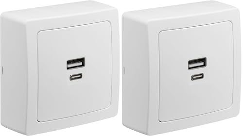 DEBFLEX - Blok - Prise USB Double 3,1A (Prises USB-A et C) - Prise Murale - Pose en Saillie - Idéale Rénovation - Blanc (Lot de 2)