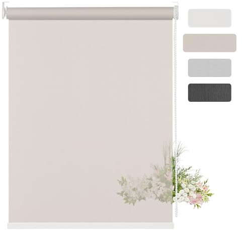 Sulugood Custom 10% Openness Light Filtering Roller Shades for Windows UV Protection Solar Shades Thermal Insulated Roller Blinds Sheer Window Shades for Home Office Bedroom,Beige