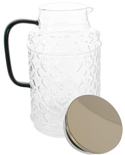 SUPVOX Jarra de Vidrio Resistente 3L para Té Helado y Agua Fría Tapa, Apta para Nevera y Eventos