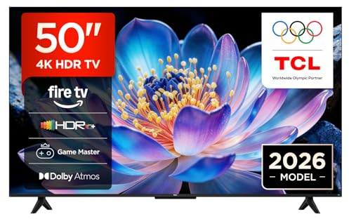 TCL 50V6D Televisor 50 Pulgadas 4K UHD Smart TV, Fire TV, Alexa Integrado, Dolby Vision & Atmos, Game Master, HDR10+, Control por Voz