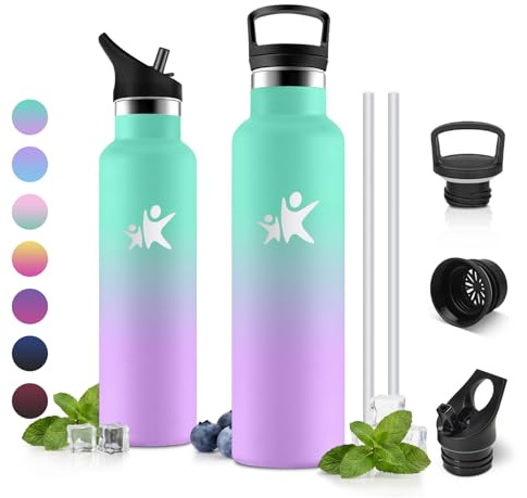 JAPORIA Borraccia con Cannuccia 750 ml, a Prova di Perdite, Borracce Termica, Borraccia Termica Acciaio Inox, senza BPA, Bottiglia Acqua per Bevande Gassate, Palestra, Campeggio