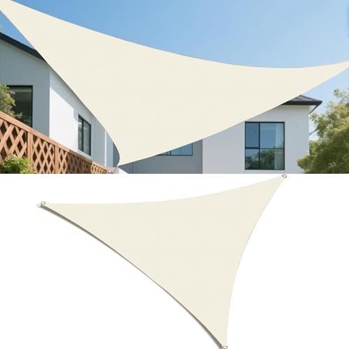 Toldo Vela de Sombra 2x2x3M Triángulo Impermeable Toldos Exterior Terraza Protección Rayos UV Resistente al Desgarro para Terraza Balcon Exteriores Jardín con Anillo en D Crema